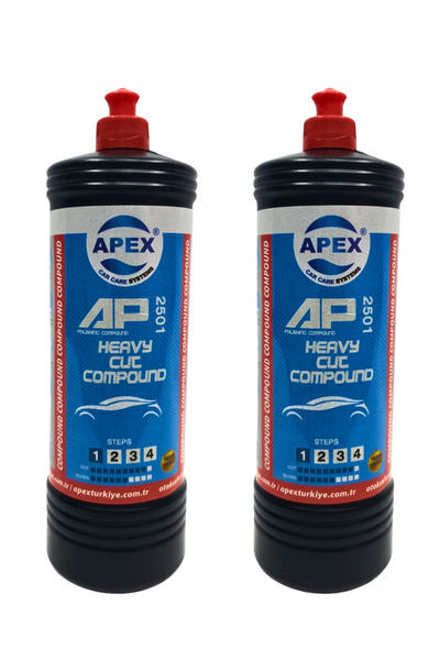 Apex Kalın Oto Pasta 1 Lt 2 Adet | Heavy Cut – Derin Çizik Giderici Profesyon...