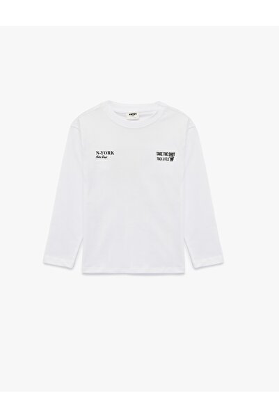 Koton Tricou din bumbac cu mânecă lungă guler rotund cu imprimeu supradimensi...