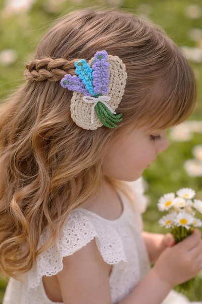 LİA CLİPS CO Hand Knitted Flower Detailed Baby/Child Buckle Set