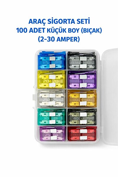 Hatfon Elektronik ARAÇ SİGORTA SETİ 100 ADET KÜÇÜK BOY (BIÇAK) (2-30 AMPER)