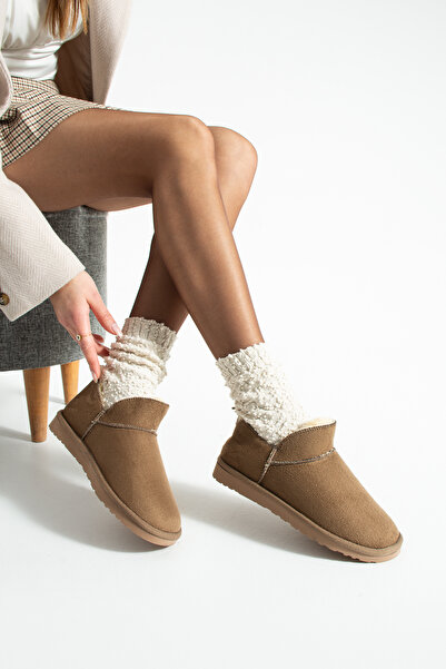 diya shoes Cozy Women's Short Winter Boots with Fur Inside and Suede Look