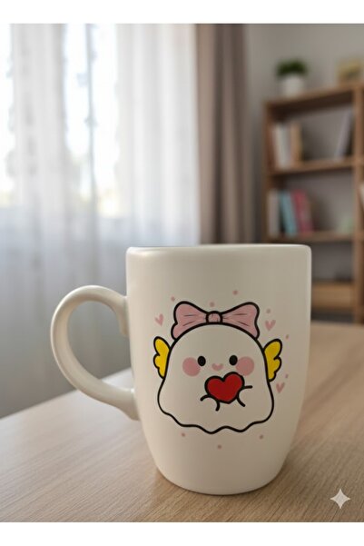 PALTO TASARIM Cute Ghost Cream Oval Mug - Gift Mug Cup