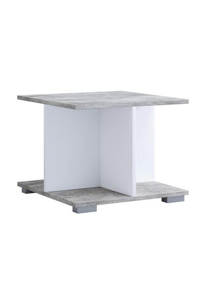 Sani Τραπεζάκι σαλονιού, Elana 1, 50 x 50 x 37 cm, Λευκό / Μπετόν