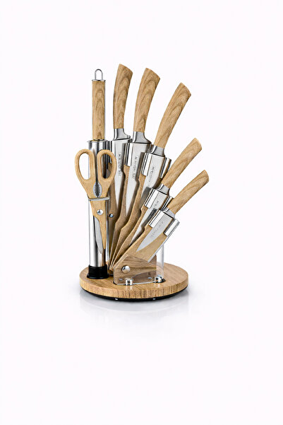 Royalty Line Set cutite bucatarie Professional, 8 piese, inox, suport rotativ...