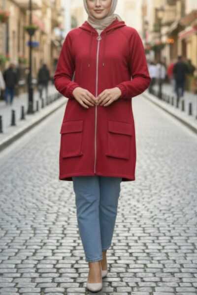 BYBIYIK سترة نسائية بقلنسوة مع تفاصيل جيب