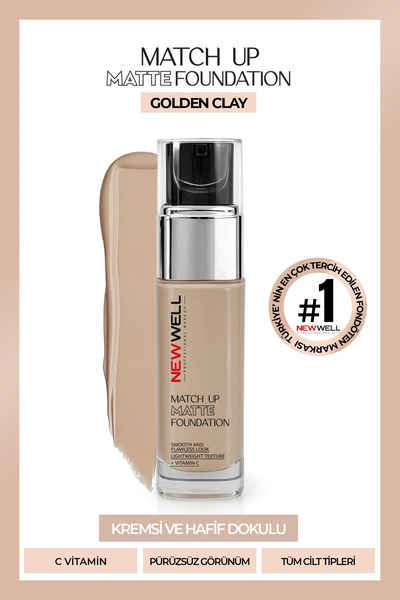 New Well Match Up Matte Foundation Golden Clay 03 34 gr