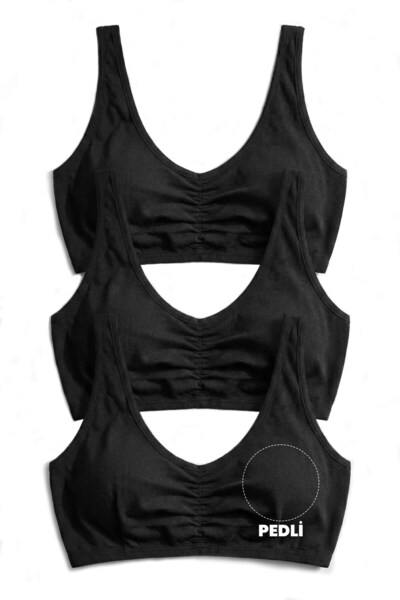 Öts Girl's Bustier 3-Piece Thick Straps, Gathered Front, Padded (96% Cotton -...