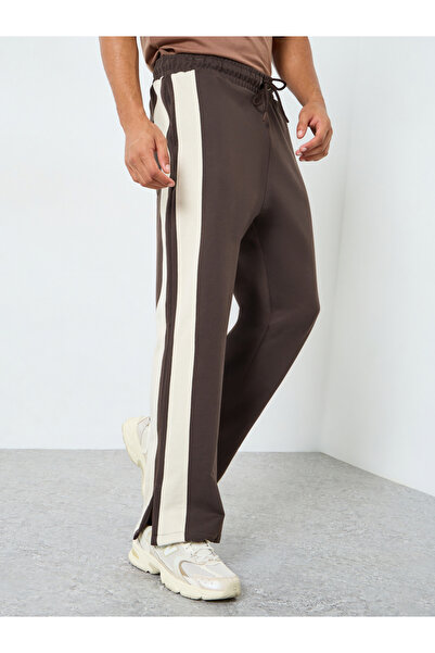 Styli Men Brown Striped Relaxed Fit Joggers