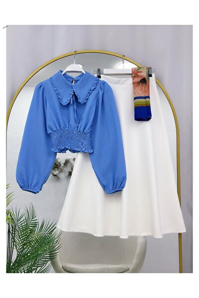 YEDİLALE Balon Kol Bel Boy Gömlek Kloş Etek İki̇li̇ Takim