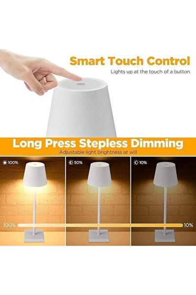 hocc Cordless Battery Operated Table Lamp Night Lamp White