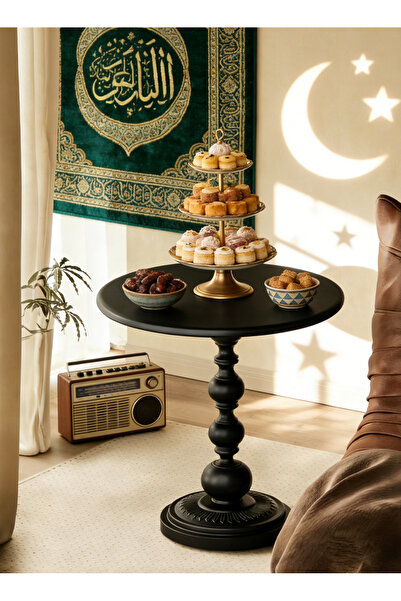 Pomefar Side Table-40CM Round Accent Table, Vintage Coffee Table for Living R...