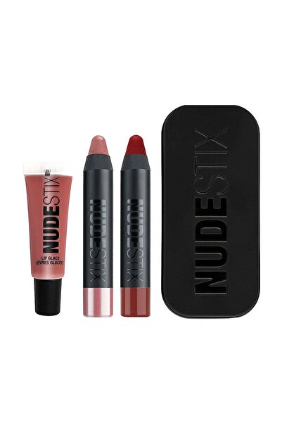 NUDESTIX Set Nudestix: Kit Mini Red Hot Lips Royal, Ruj Cremă, 04, Nude, 2 ml...
