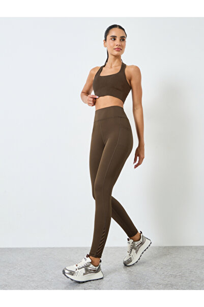 Styli Textured Mesh Insert Back Waist Leggings