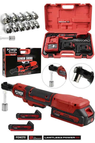 POWER BLACK 21V Akülü Darbeli Cırcır Kolu – 3/8" Profesyonel Somun Sıkma & Sö...
