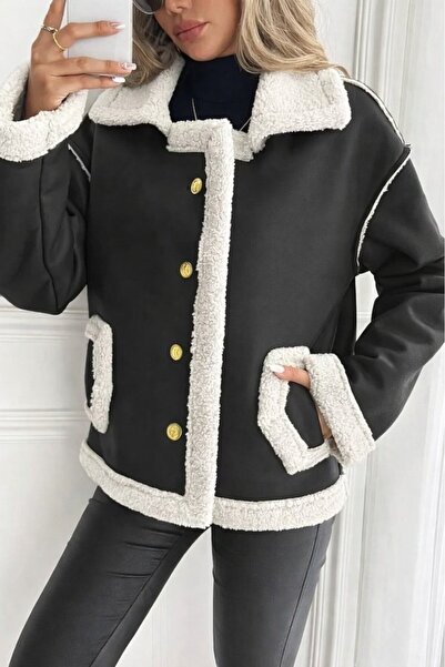 DRESSIFY WOMEN’S FASHION Women's Long Sleeve Collared Front Buttoned Suede Ja...