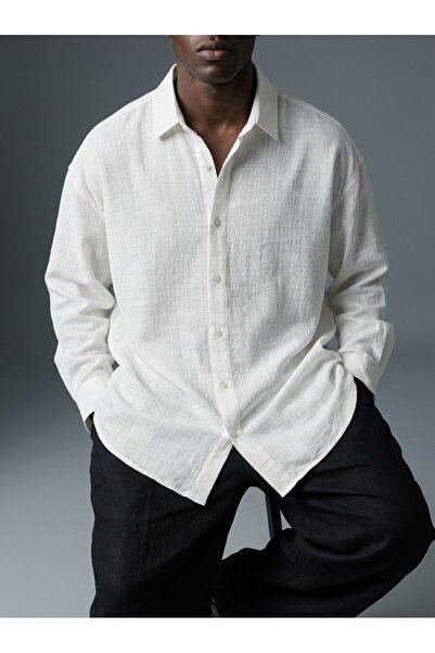 KHAYN Men's Plaid Checked Relaxed Fit Cotton Linen Shirt G3010G