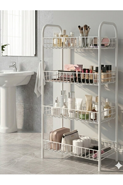 Emkatex Banyo Kozmetik Takı Düzenleyici Çok Amaçlı Organizer 4 Katlı Metal Or...