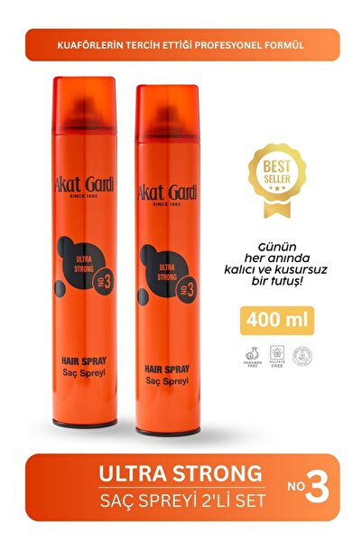 Akat Gardi Saç Spreyi Ultra Strong Turuncu 400Ml.2'Li Özel Set