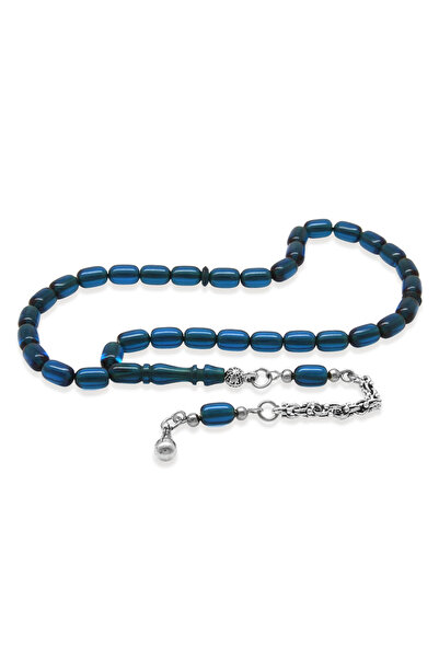 Tesbihane Fire Amber Prayer Beads - Non-Tarnish Metal with Albanian Tassels -...