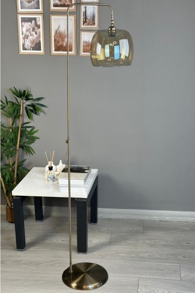 Bamyum Dijon Bal Rengi Cam Eskitme N Gövde Metal Lambader Modern Dekoratif Ze...