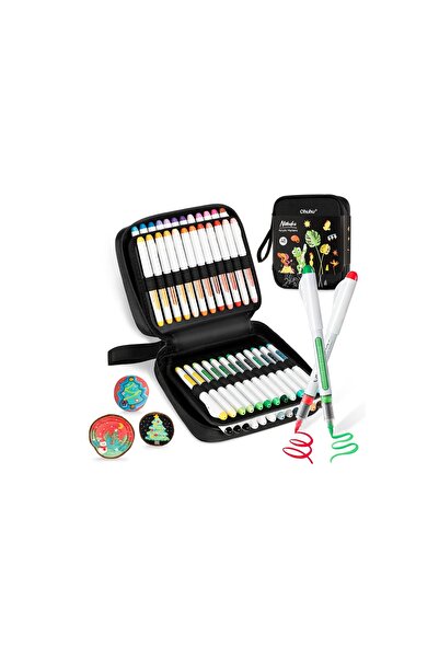 Ohuhu Set 48 Markere Acrilice Nahuku, Baza Apa, Varf Flexibil, Multi Suprafet...