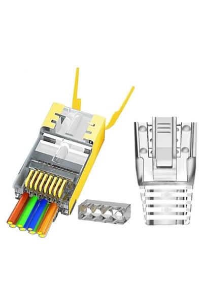 ZoeRax 10 buc - Conector Mufa aurie RJ45 CAT7 PASS-THROUGH placat cu aur