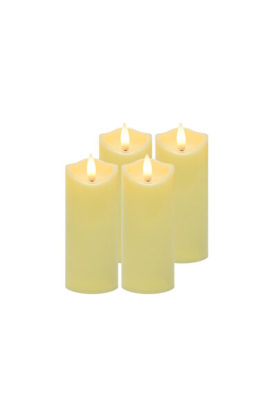 Ruhhy Set de 4 lumânări LED, efect de flacără pâlpâitoare alb cald, IP20, dia...