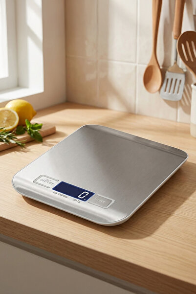 Vadi Inox Gri Metal Yüzeyli Hassas Mutfak Tartısı 5 Kg Lcd Ekranlı Elektronik...