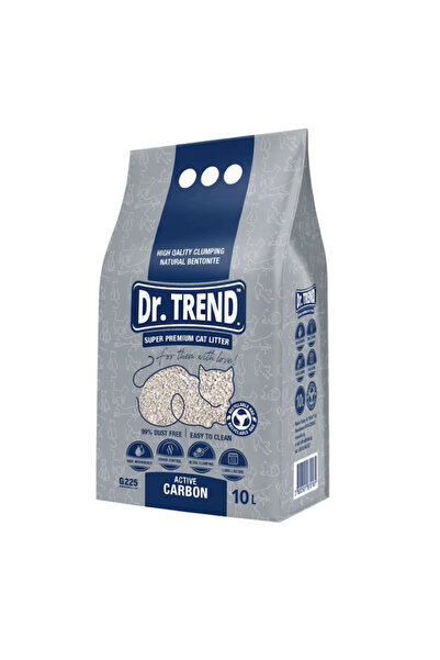 Dr.Trend Premium Asternut igienic bentonita pentru pisici - Active Carbon, 10L