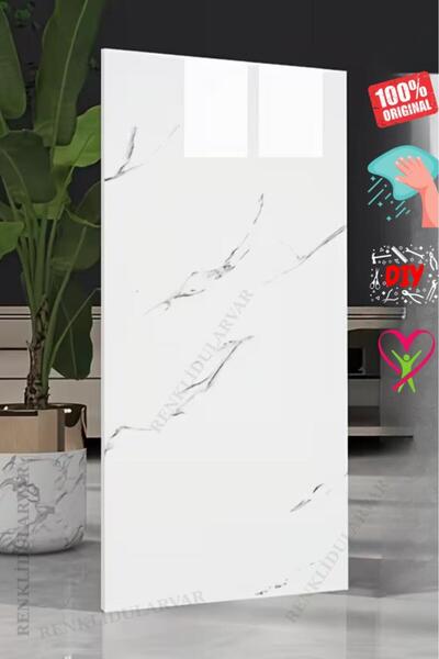 Renkli Duvarlar CF-1035 30x60cm Beyaz Mermer Desenli Yapışkanlı Seramik Köpük...
