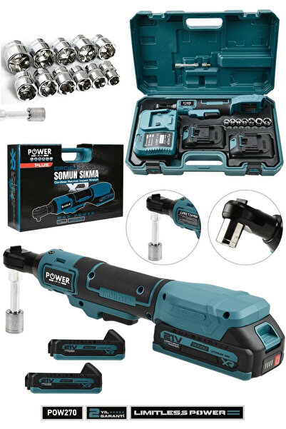 POWER BLACK 21V Akülü Darbeli Cırcır Kolu – 3/8" Profesyonel Somun Sıkma & Sökme