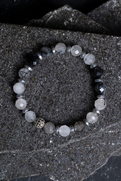 OSMANLI DOĞAL TAŞ Certified Rutilli Quartz Natural Stone Bracelet with Zircon...