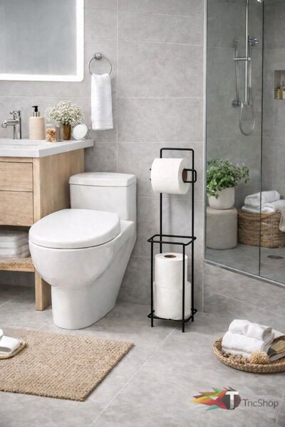 TncPatiShop Suport pentru hârtie igienică cu suport metalic, suport pentru hâ...