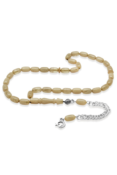 Tesbihane Fire Amber Prayer Beads - Non-Tarnish Metal Tassel - Mini Size - Ma...