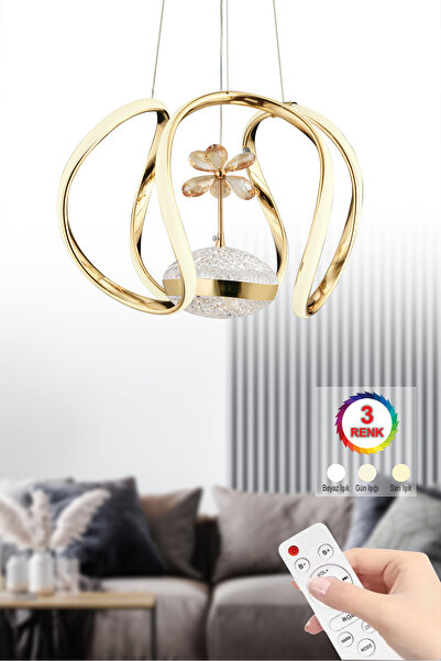 İstanbul Avize Lina Kumandalı Gold Bigie Kasalı 3 Renk Ledli Modern Led Avize