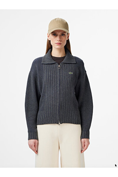 Lacoste Zipped Cotton Badge Accent Sweater