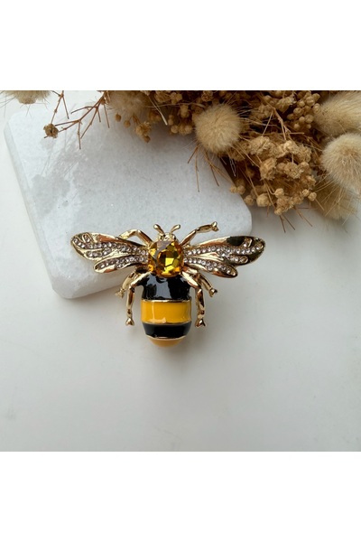 Nes Sarı Taşlı Arı Broş