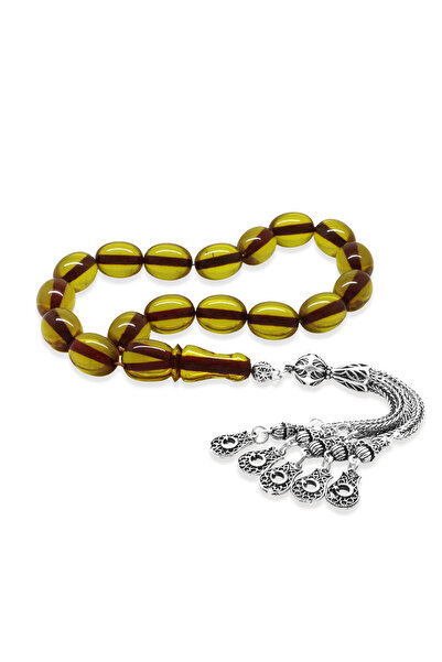 Tesbihane سبحة إيفي من العنبر الناري - 5 قطع مع شراشيب معدنية لا تفقد بريقها ...