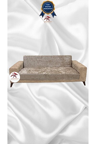 Şahaneev Tekstil Parlak Kadife Geometrik Desenli Koruyucu Kolsuz Koltuk Örtüs...