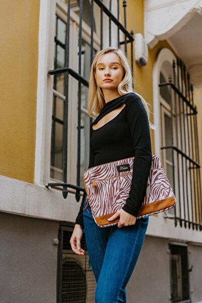 Fudela 15.6 Inch Cream Zebra Macbook- Laptop Bag