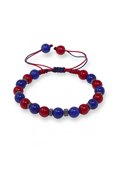 Tesbihane سوار نسائي من حجر الهيماتيت الطبيعي بقطع كروي مضفر من المكرامية بال...