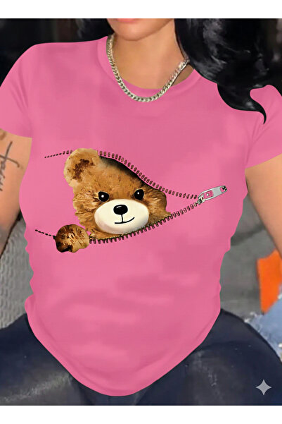 ZİYMO TRICOU DIN BUMBAC PEȘTUIT CU GULER ROTUND ȘI TĂIERE REGULARĂ