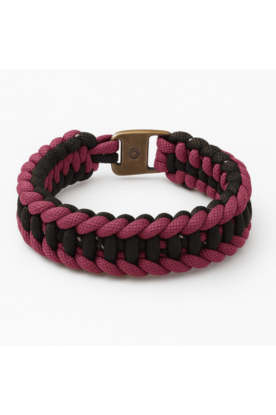 Tesbihane Paracord Bracelet Keychain Combo - Burgundy Black Camouflage Patter...