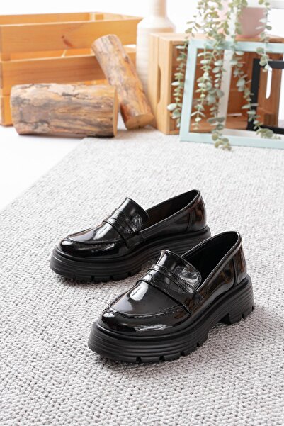 asmi shoes Дамски мокасини Mira от черна лачена кожа Черна лачена кожа