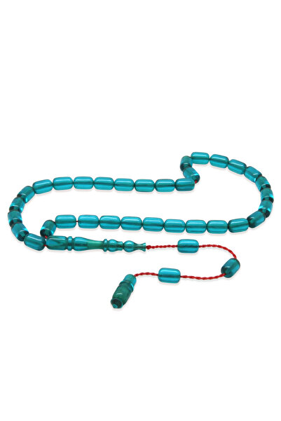 Tesbihane Fire Amber Prayer Beads - Mini Size - Systematic - Water Blue - Cap...