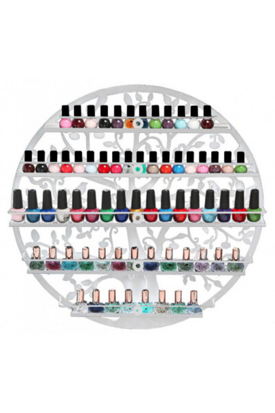 Pink Nails Round White Wall Shelf