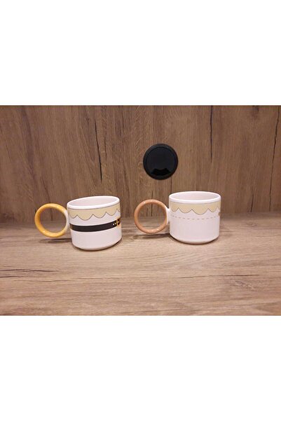 Keramika BÜYÜK HALKA KUPLU ÇAY FİNCANI RENKLİ 2 ADET