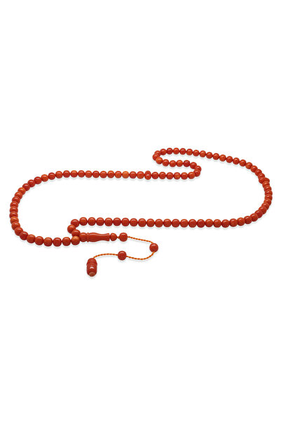 Tesbihane سبحة صلاة من العنبر الناري - مع نظام - لون أحمر - قطع خاص