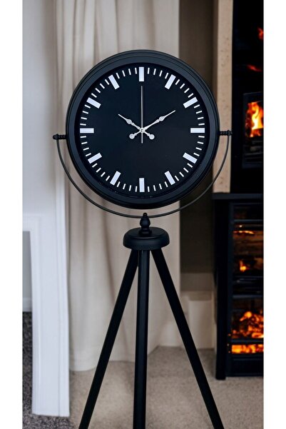 Leyaton ساعة سوداء فاخرة بتصميم بسيط مع حامل ثلاثي القوائم LWLHM-RSYT34