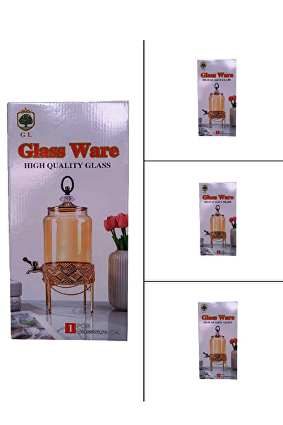 BUENOS Çifçiler Cam Sebil Şerbetlik-Cam Damacana 3t Metal Ayaklı